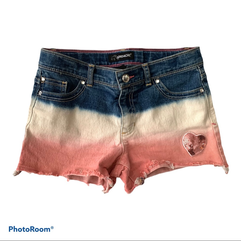 Jordache Dip Tie Dye Pink Denim Jean Shorts 14
